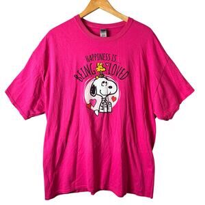 Gildan Snoopy Graphic T-Shirt Womens Size 2XL Pink Cotton Casual Love Dog Heart
